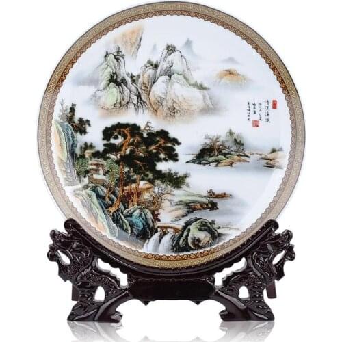 BEST business birthday present -handicraft efficacious FENGSHUI porcelain plate home OFFICE TOP Decor art