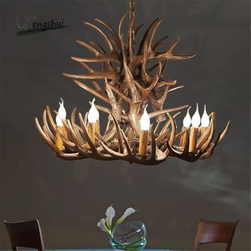 Nordic Retro Antler Chandeliers Lamp Living Room Restaurant Bar LED Ceiling Chandelier lighting LOFT Deer Horn LED Hanging Lamp