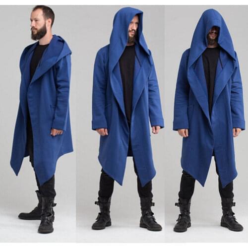 Mens Hooded Jacket Long Cardigan Ninja Goth Gothic Hoodie Sweatshirt Punk Solid Fornite Costume Men Clothing Blends 2018