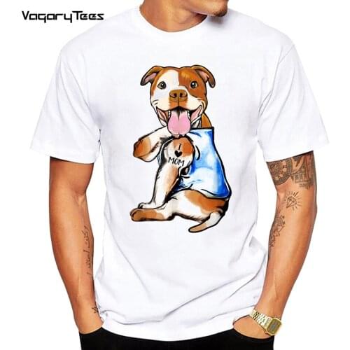 Men Summer Fashion Bull Dog/Dachshund/ Tattoo I Love Mom Print T-shirt Casual Harajuku Kawaii Mothers Day Gifts T shirt