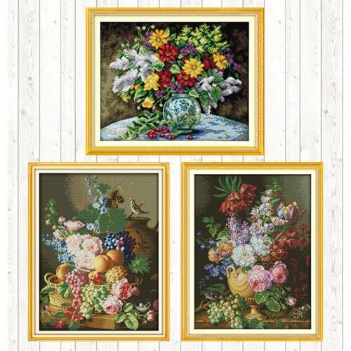 Joy Sunday Needlework,DIY DMC Cross Stitch, Sets for Embroidery Kits,Beautiful Vase Patterns Count Cross Stitch Kit, Home Decor
