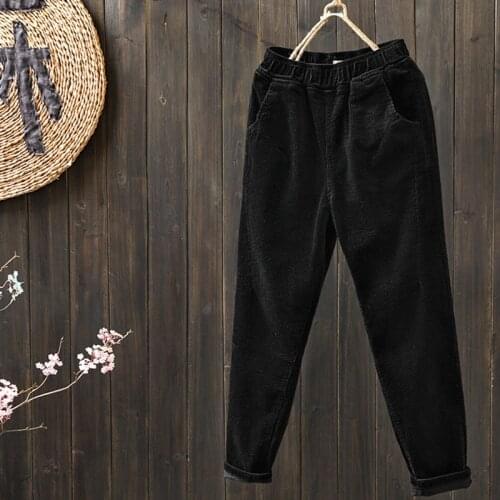 Autumn Winter Women Harem Pants High Waist Female Straight Casual Womens Corduroy Pants Loose Female Thick Trousers