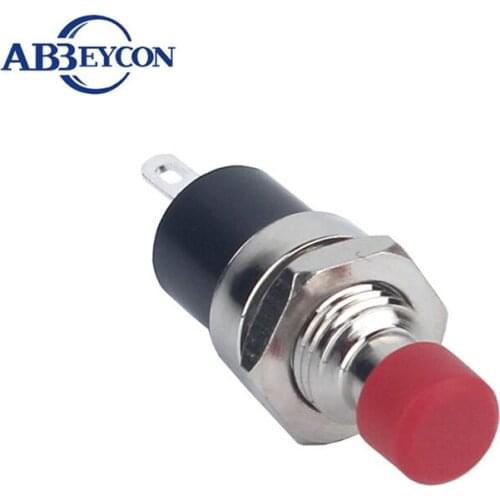 2Pin 10mm Plastic Push Button Switch Red High Head 1NO Waterproof Silver Metal Self Locking Latching Switch