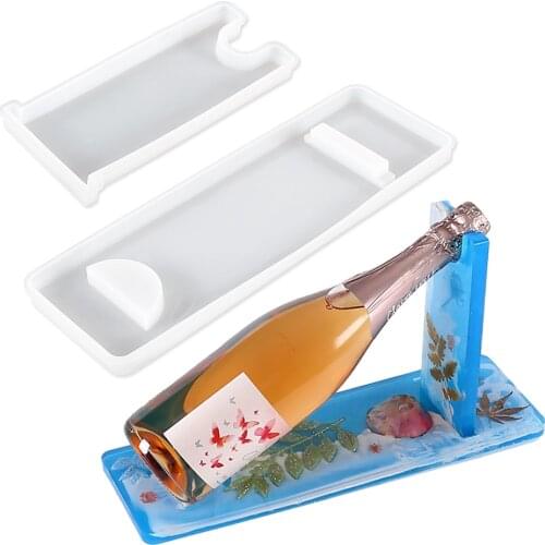 Wine Rack Silicone Resin Mold Wine Bottle Holder Storage Shelf Wine Tray Casting Mould Barware Kitchen Tools Home Decoration