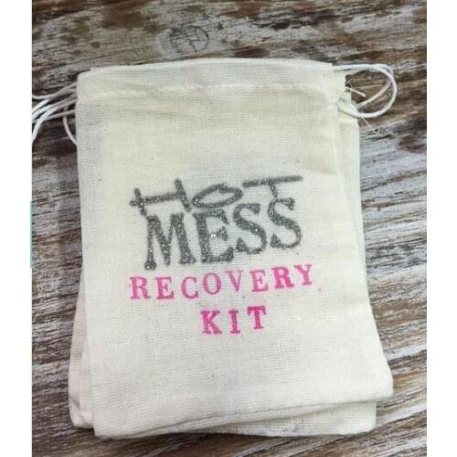 Custom hot mess wedding Party Hangover Kits jewelry favor muslin Bags Bachelorette hen bridal shower favors