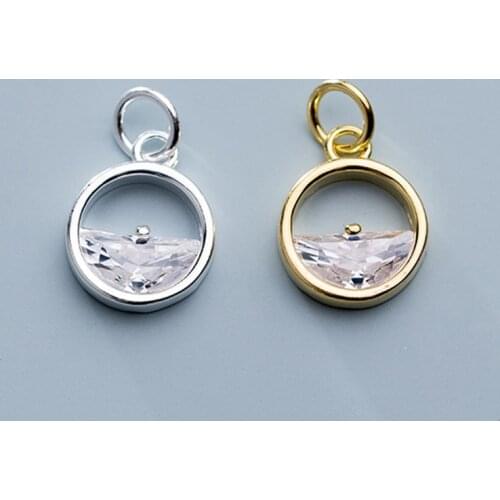 925 Sterling Silver Abstract Sea Round Charms 10mm Handmade S925 Silver Dangle Pendants DIY Jewelry Making Necklace Bracelets