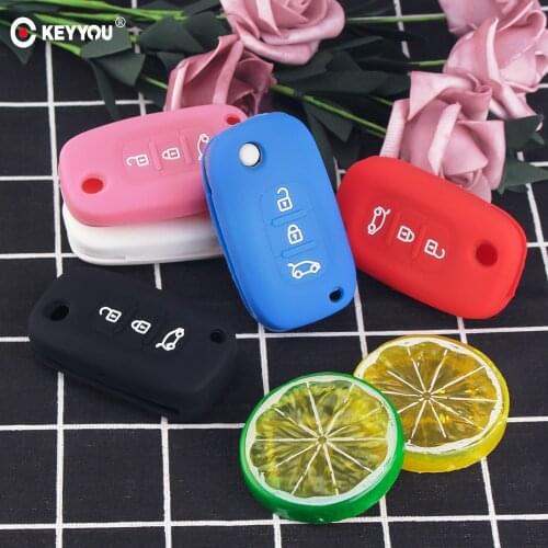 KEYYOU Silicone Rubber Car Key Case Cover For Mercedes Benz Smart City Renault Clio Kango Lada Vesta Granta Priora Sedan Sport