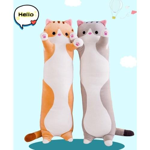 50/70cm Cute Soft Sleep Long Plush Long Cat Pillow Doll Cartoon Animal Cat Kitten Big Long Sleeping Pillow Cushion Bolster Toy