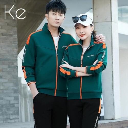 KE Sports suit womens spring autumn wear new 2021 long-sleeved zipper sweater couple running casual wear three-piece suit