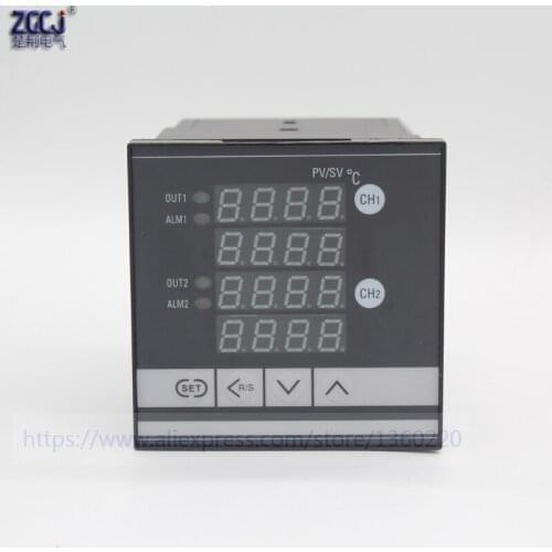 SSR output Dual temperature 2 ways temperature controller with RS485 measure multi points 2 channels digital thermostat