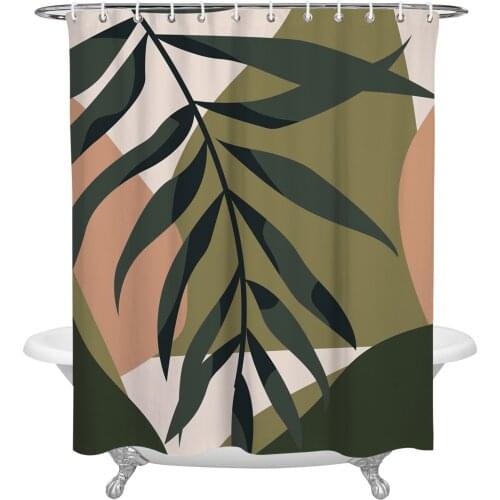 Tropical Plant Leaves Silhouette Shower Curtain Home Bath Decorative Waterproof Polyester Fabric Bathroom Curtain