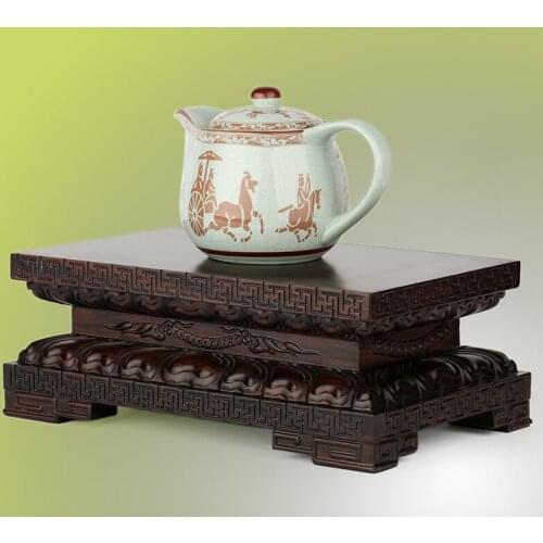 Zhai solid wood stone chamfer TZ mahogany base ebony Buddha vase aquarium decoration crafts custom