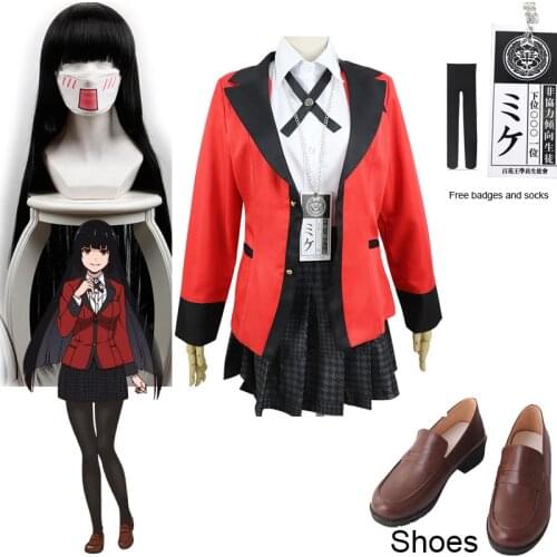 Jabami Yumeko Cosplay Shoes Kakegurui Compulsive Gambler Yumeko Jabami Cosplay Costume and Wigs Halloween Woman Party Costumes