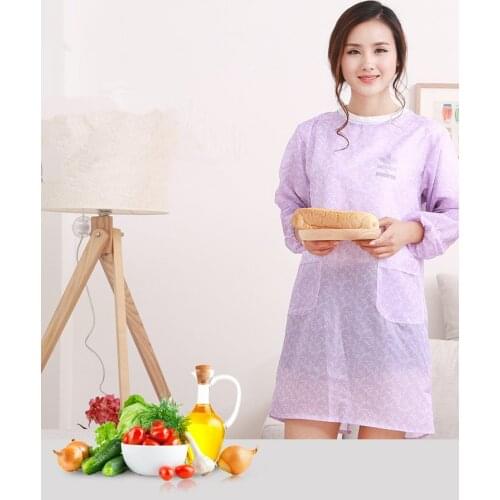 1PC Woman Long sleeved Apron Adjustable Apron Overalls Anti Oil Stain Pockets for Waiter Kitchen Anti Dress Overclothes ND 002