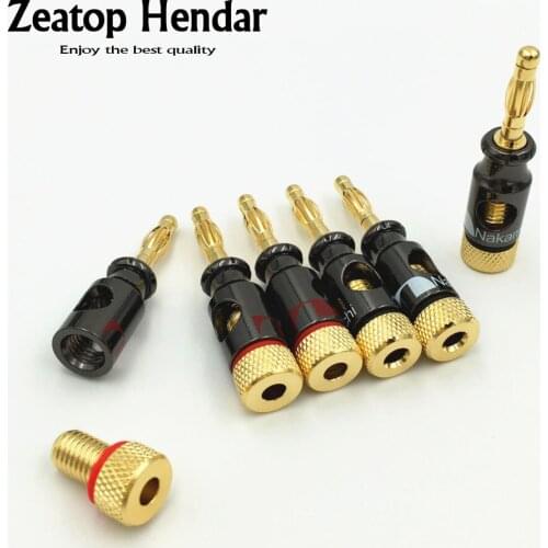 100Pcs Nakamichi 4mm Banana Plug Spiral Type 24K Gold Screw Stereo Speaker Audio Copper Terminal Adapter Electronic Connector