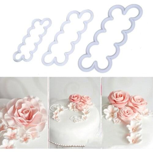 3PCS/set 3D Rose Petal Flower Shaped Cutter Maker Elegant Cake Mould Fondant Cake Sugarcraft Decorating Mould Kichen Baking Tool