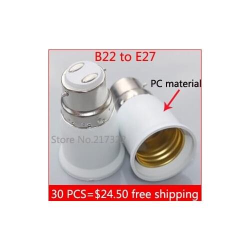 30pcs B22 to e27 adapter High quality PC material fireproof material socket adapter