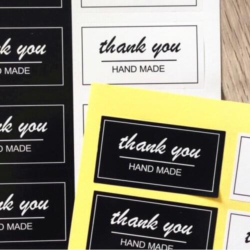 400pcs/lot Black And White Thank You Handmade Label Sticker Creative Decor Packing Gift With Sincerity