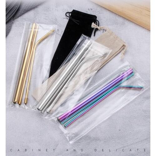 6 Pieces Stainless Steel Straws Set - Reusable Metal Drinking Straws Ideal Choice for Kitchen, Bar and Picnic