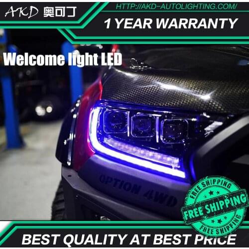 AKD Car Styling for Ford Everest Headlights 2016-2020 Ranger LED Headlight Endeavor Head Lamp DRL LED Beam Auto Accessories