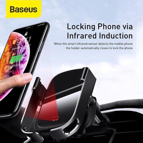 Baseus Qi Car Wireless Quick Charger Holder Vehicle Automotic Induction Wireless Charger Holder For iPhone11X XSSamsung S9 S10