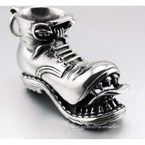 Breaking The Evil Pendant Solid 316L Stainless Steel Cool Mens Biker Boot Skull Pendant 4S026
