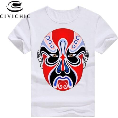 CIVICHIC Oriental Ethnic T Shirt Women Chinese Style Retro Peking Opera 3D Print Tees Face Painting of Sichuan Drama Tops WST143