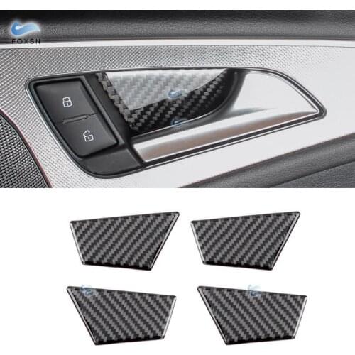For Audi A6 C7 A6L 2012 2013 2014 2015 2016 Carbon Fiber Car Interior Door Handle Panel Door Bowl Cover Trim