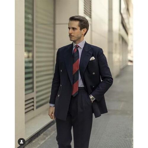 Double Breasted Fashion Slim Fit Wedding Suit for Men Groom Suits Tuxedos Groomsmen Party Suits Wedding Prom Party Tuxedo