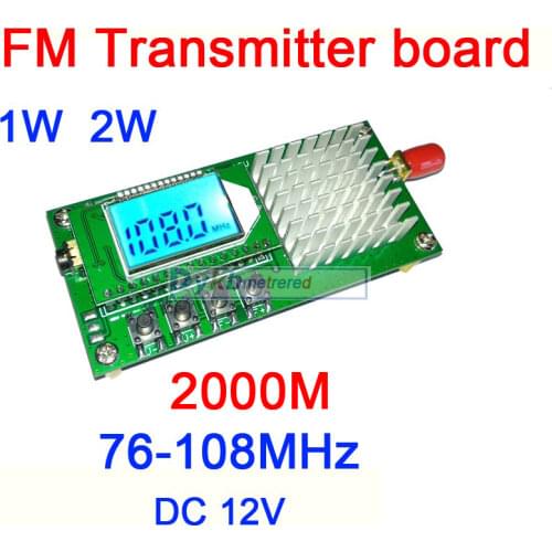DC 12V FM transmitter 1W 2W Stereo audio FM transmitter board module Radio Rural broadcast 76-108MHz remote control MP3 player