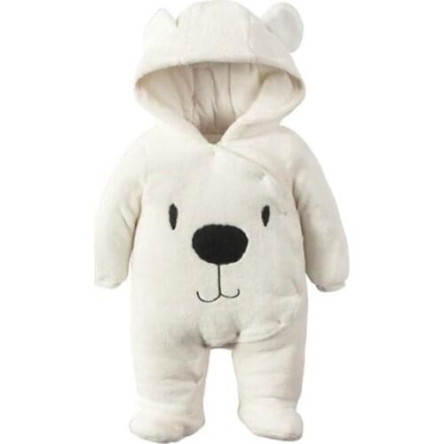 NEW Newborn Toddler Baby Boys Girls Romper Spring Autumn Warm no Cotton Hooded Bear Tops Jumpsuit Winter Clothes Outfit