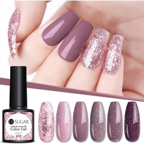 UR SUGAR 7.5ml Glitter Gel Nail Polish Paint Varnish Semi Permanent Soak Off UV LED Nails Art Gel varnish Design