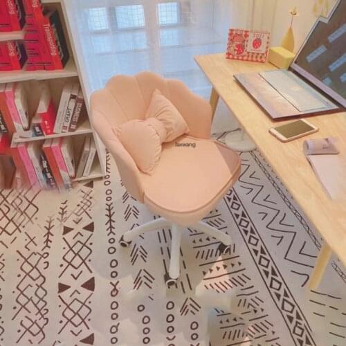 Fabric Office Chairs Makeup Backrest Swivel Chair for Bedroom Cute Rotating Computer Chair Home Dormitory Study Petal Lift Chair