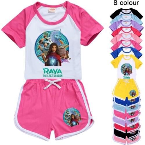 2021Summer Girls Boys Clothing Set Raya and The Last Dragon Kids Sports T shirt +Pants 2-piece set Baby Clothing outfits Pyjamas