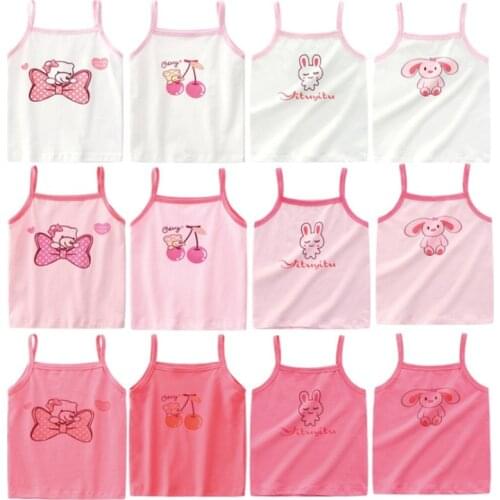 5pc/Lot Kids Girls Cotton T-Shirt Children Cartoon Tops Underwear Sports Bra Vest 2-10Years