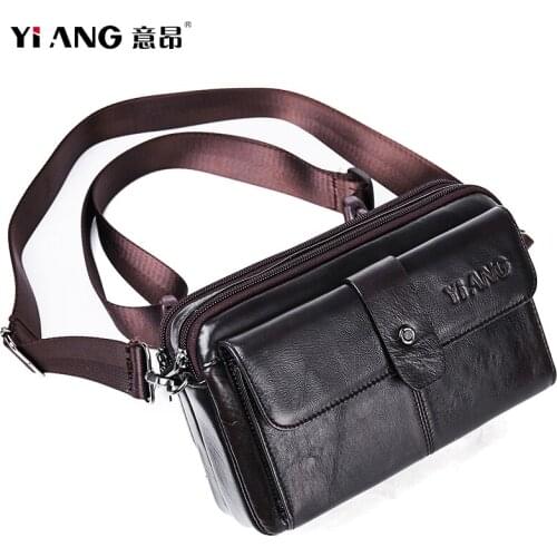Multi-functional Business Real Leather Men Waist Fanny Packs Money Purse Leisure Chest package Men Messenger Bag Crossbody