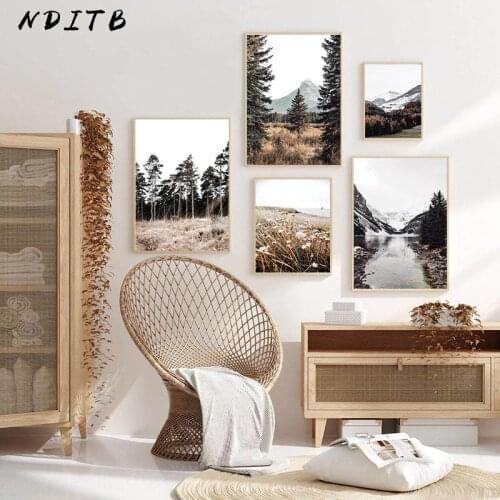 Wall Art Picture Canvas Painting Autumn Forest Nature Landscape Poster Nordic Style Print Scandinavian Living Room Decoration