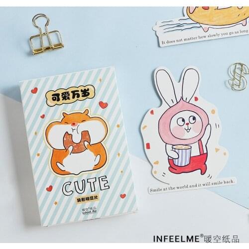 30 Sheets/Set Cute Rabbit Hamster Heteromorphism Postcard Greeting Card Birthday Gift Card Message Card