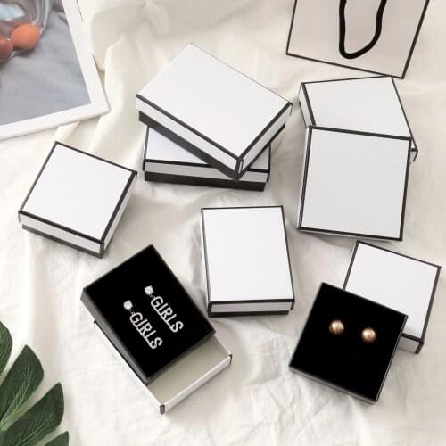 Classic Black White Style Jewelry Gift Boxes Bracelets Earring Ring Necklace Jewelry Set Box Square Round Packaging 1 pcs