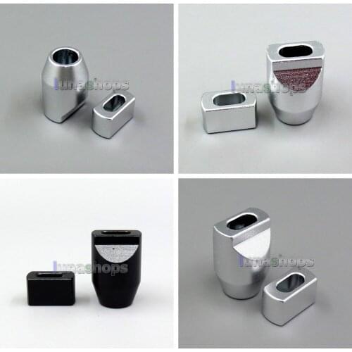 LN006277 Full Metal Headphone Audio Y Splitter Adapter For Pure Silver Flat DIY Custom Cable Dia:3mm*6mm/2.8mm*5.8mm