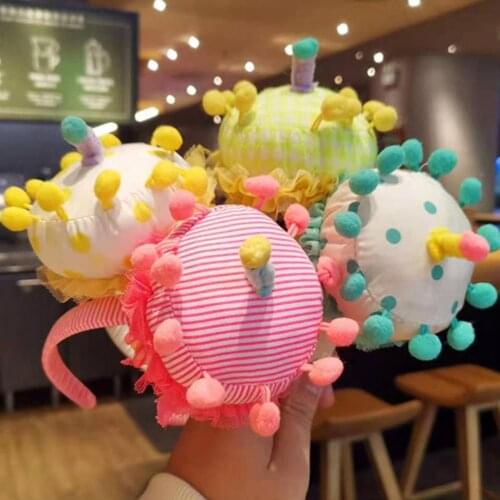 Cake Shape Cap Headband Cute Decorative Skin-friendly Kid Headband Cake Shape Baby Crown Hat Headdress for Birthday Party