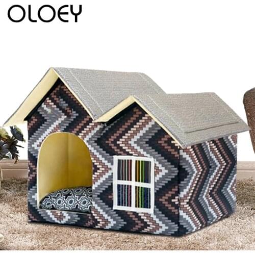 Removable Dog Beds Double House For Small Medium Large Dogs Cushion House Kennel Nest Luxury Pet Products 55 x 40 x 42 cm