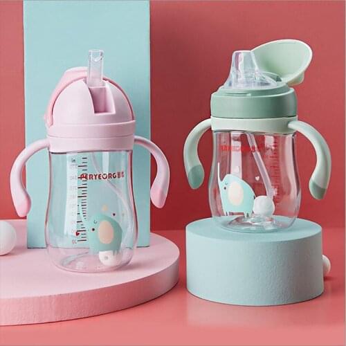 Silica Gel Feeding Kids Toddler Newborn Baby Drink Cups Water Bottles Kids Drinking Sippy Cup with Straw Handle Infantil Drinker
