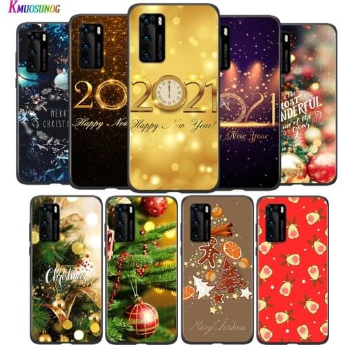 Silicone Case Christmas happy New Year For Huawei P8 P9 P10 P20 P30 Pro Lite 2019 mini P40 Lite 5G E Pro Plus Phone Case