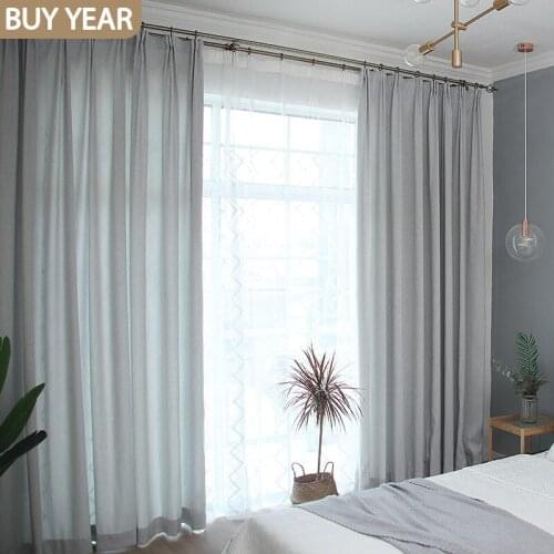 Modern Curtains for Living Dining Room Bedroom Nordic Style Solid Color Semi-shading Window Multi-color Optional French Window
