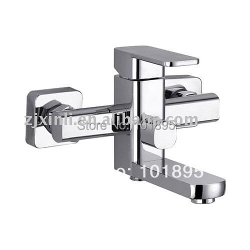 X8232BS1- Brass Square Bath Faucet Wall Mounted Mixer Chrome Finish Bath Tap