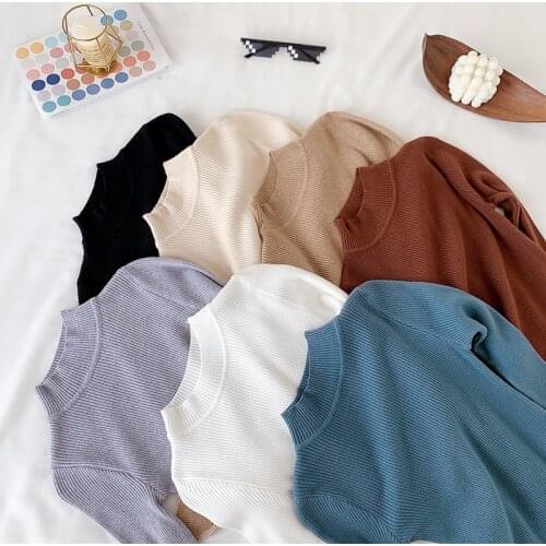 Dreamlikelin Autumn Winter Slim Womens Green Sweater Korean Style Pullover Long Sleeve Knitted Top Turtlenecks for Girls