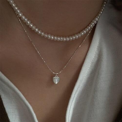 VENTFILLE 925 Sterling Silver Love Heart Shape Female Light Luxury Niche Simple and Versatile Necklace