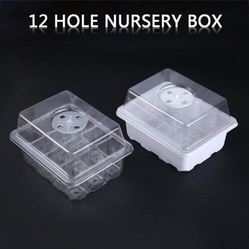 1Pcs Plastic 12 Holes Propagator Plant Seeding Tray Kit Garden Germination Vented Domes Box Garden Accessories