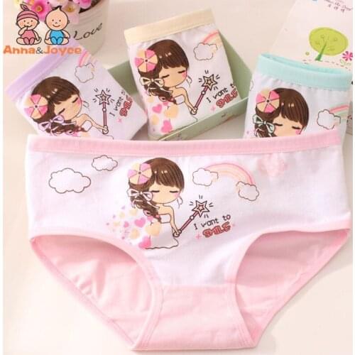 10pc/lot Girls Soft Pure Cotton Triangle Underwear Pricness Cartoon Underwear Kids Triangle Underwear for 3 To 12 Years